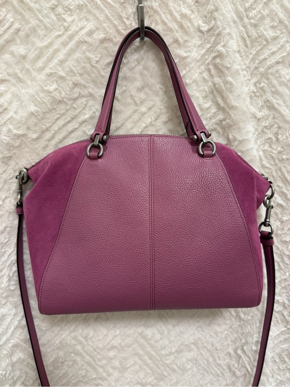 Coach Plum Leather Satchel with Detachable Strap